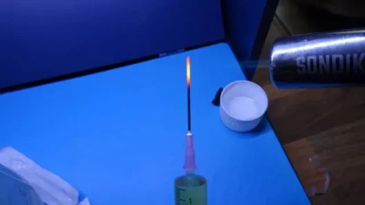 Flame sterilization of needle tip for mycology