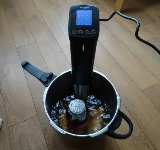 Sous vide running at 57degree with jar inside