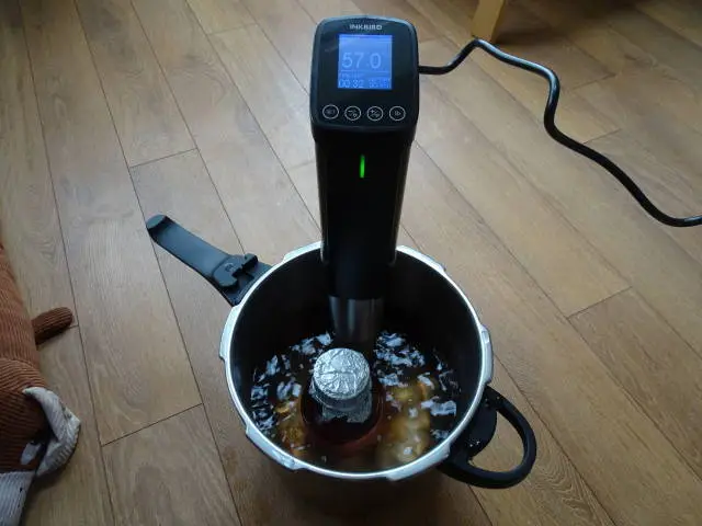 Sous vide running at 57degree with jar inside